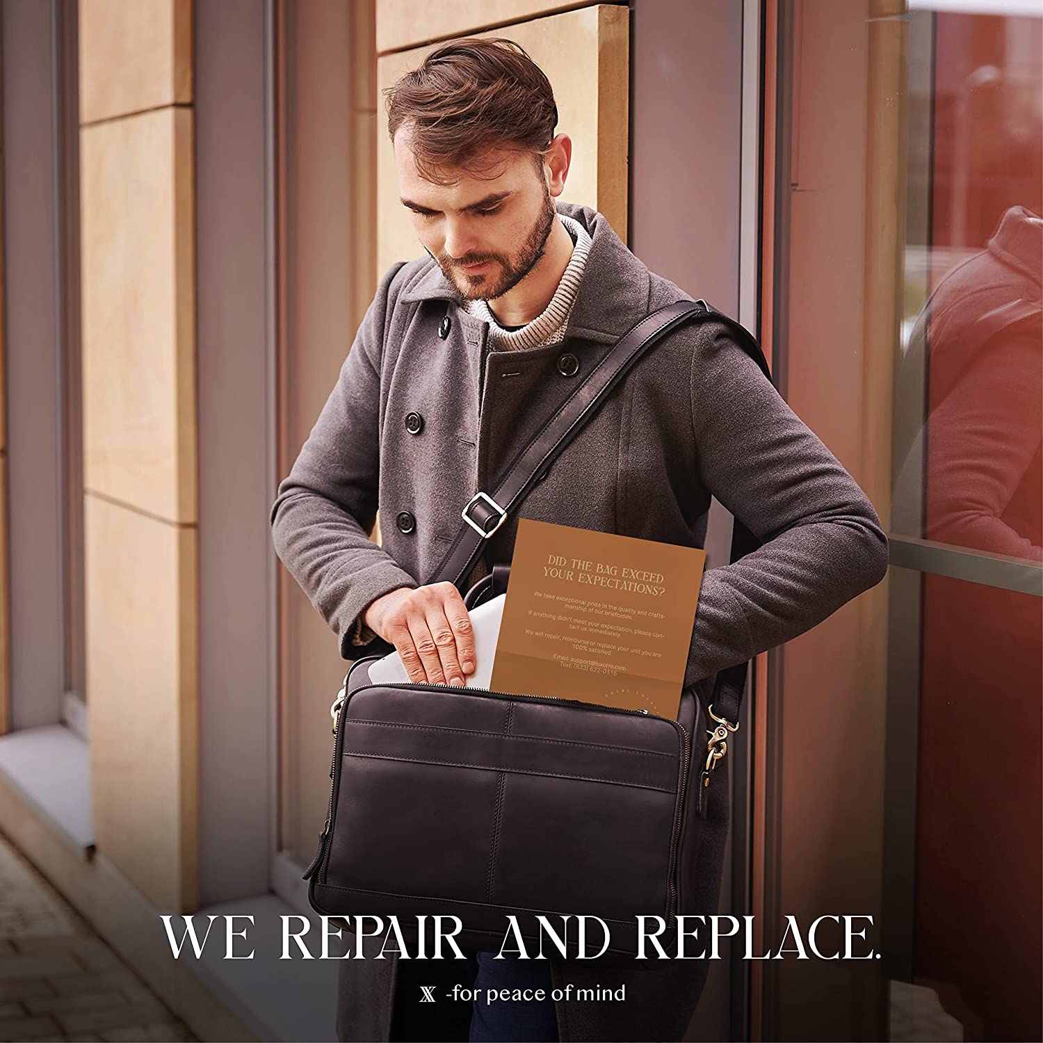 Luxorro Full Grain Leather Briefcases For Men, Handcrafted Leather Laptop Bag For Men, Our Leather Bags For Men Come In A Beautiful Gift Box, Perfect Christmas Gifts For Men, Brown, Fits 15.6" Laptop - Image 8